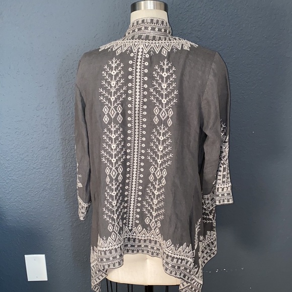 Johnny Was Grey Embroidered CamiDraped DusterWrap - Picture 5 of 6